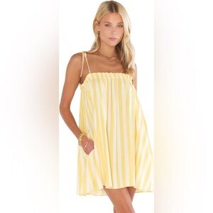 NWT Revolve Show Me Your MuMu Angel Mini Dress Yellow Stripe Size Medium